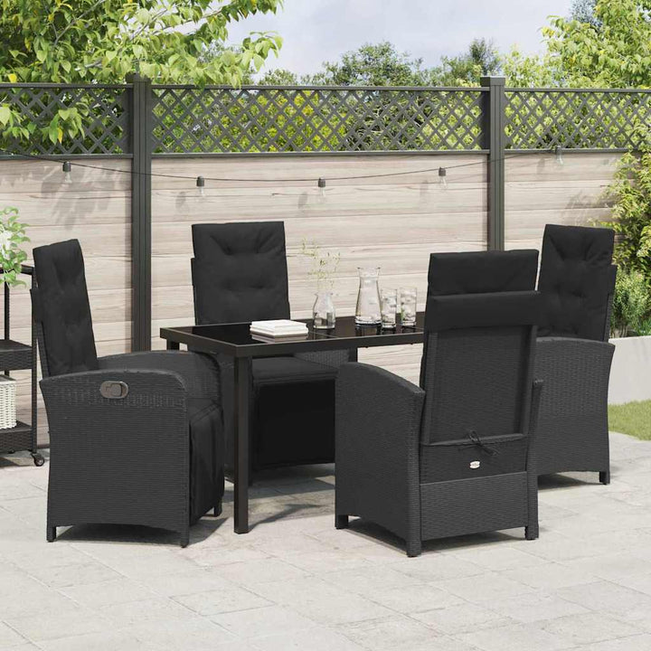 Have Spisebordssæt 5 pcs Sort polyrattan