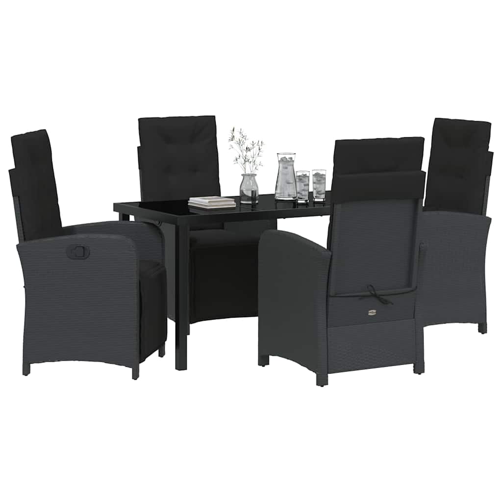 Have Spisebordssæt 5 pcs Sort polyrattan