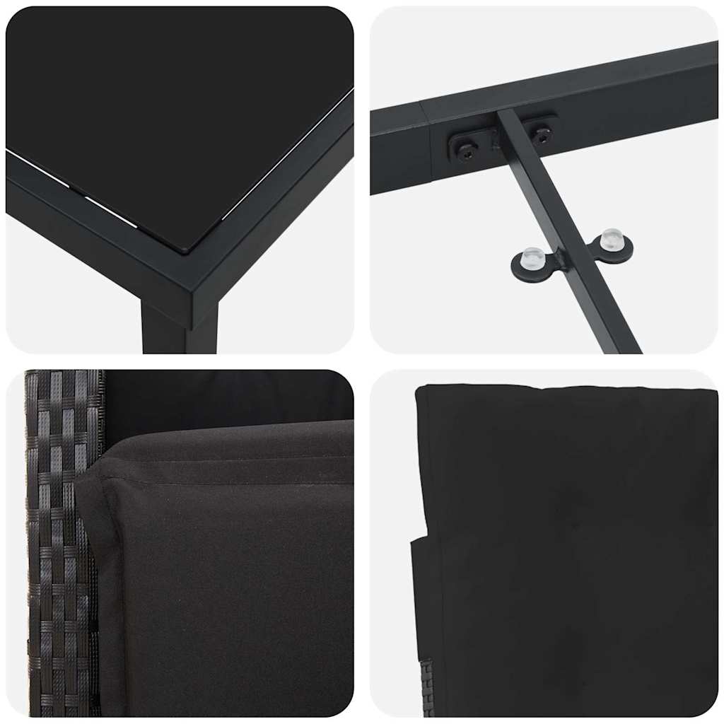 Have Spisebordssæt 7 pcs Sort polyrattan