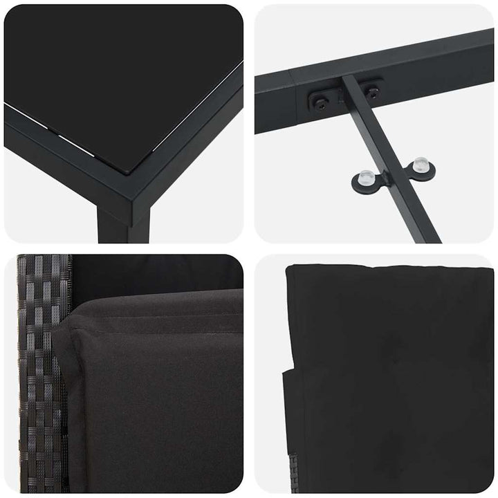 Have Spisebordssæt 7 pcs Sort polyrattan