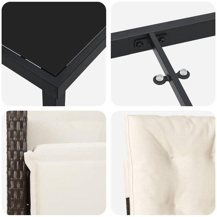 Have Spisebordssæt 3 pcs Brun polyrattan