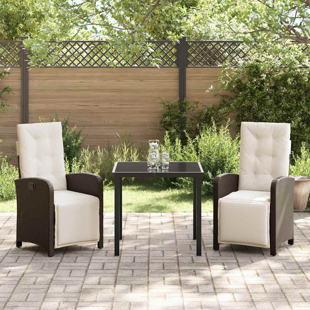 Have Spisebordssæt 3 pcs Brun polyrattan