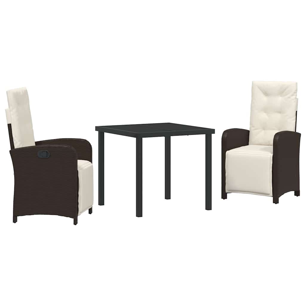 Have Spisebordssæt 3 pcs Brun polyrattan