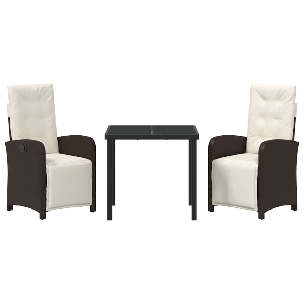 Have Spisebordssæt 3 pcs Brun polyrattan