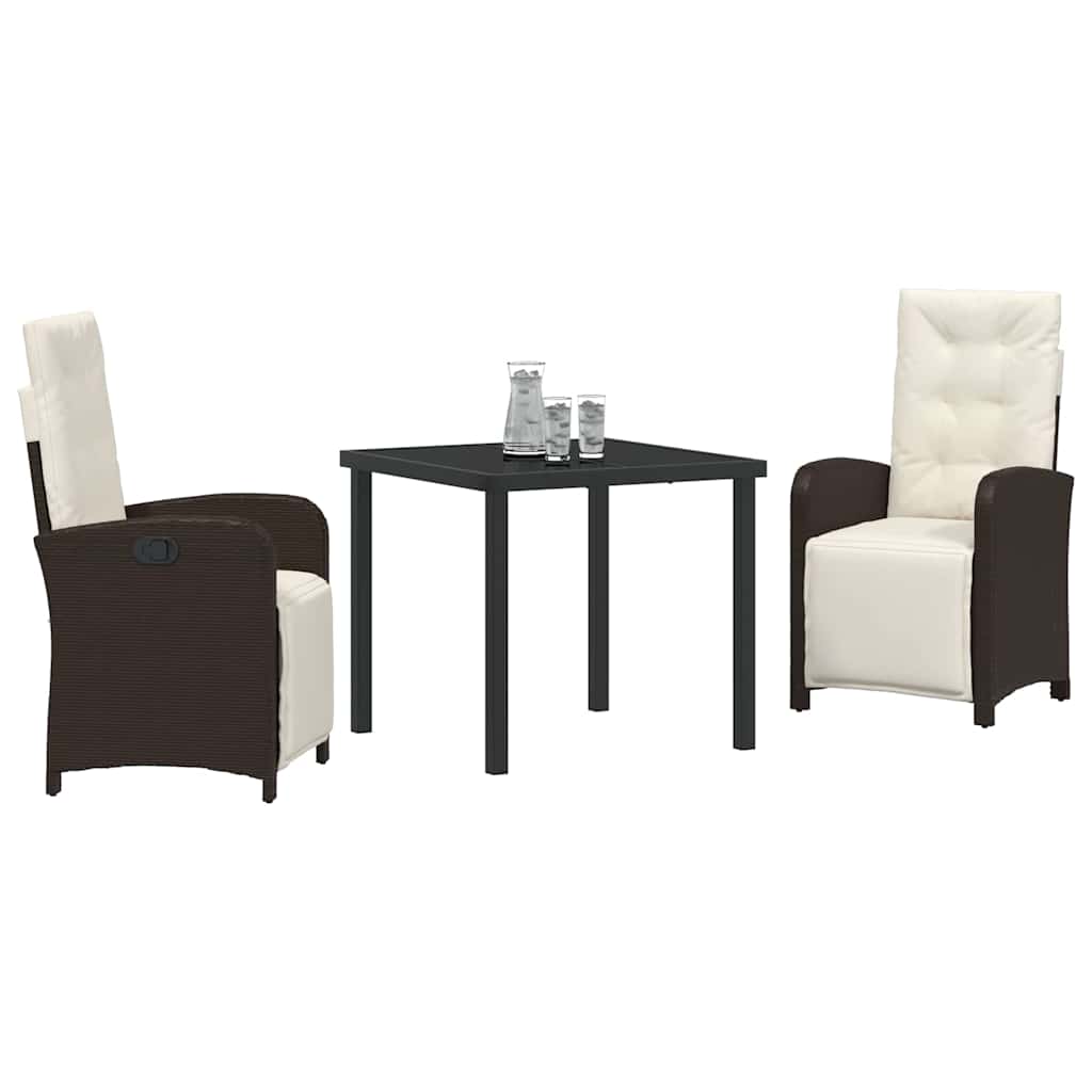 Have Spisebordssæt 3 pcs Brun polyrattan