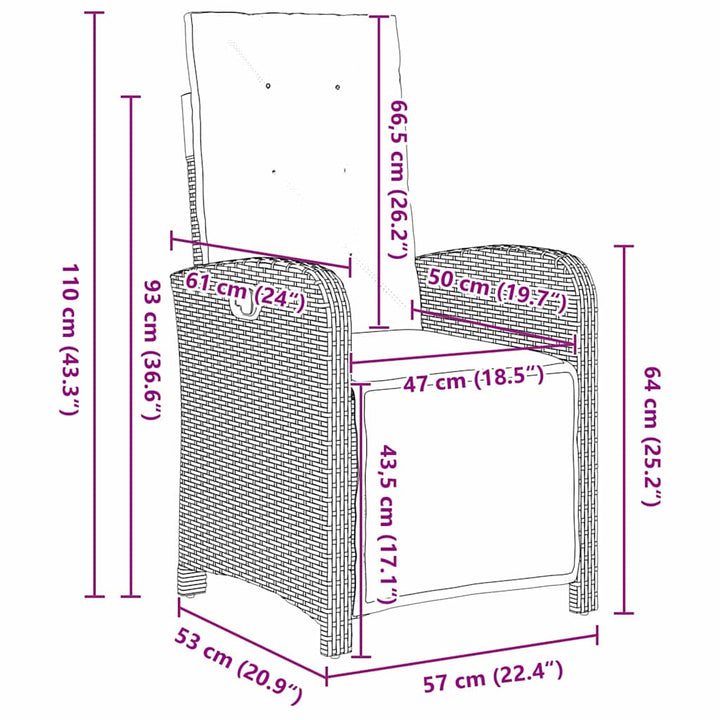 Have Spisebordssæt 3 pcs Brun polyrattan