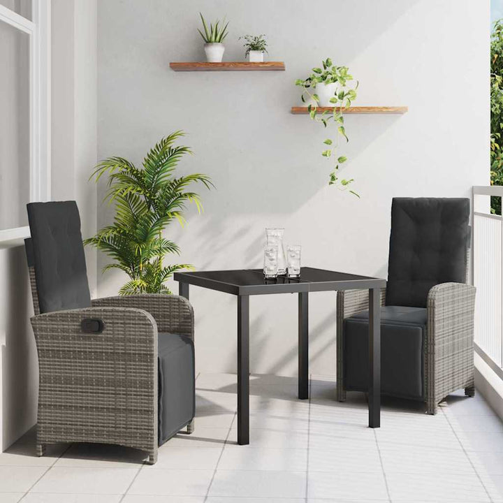 Have Spisebordssæt 3 pcs Grå polyrattan