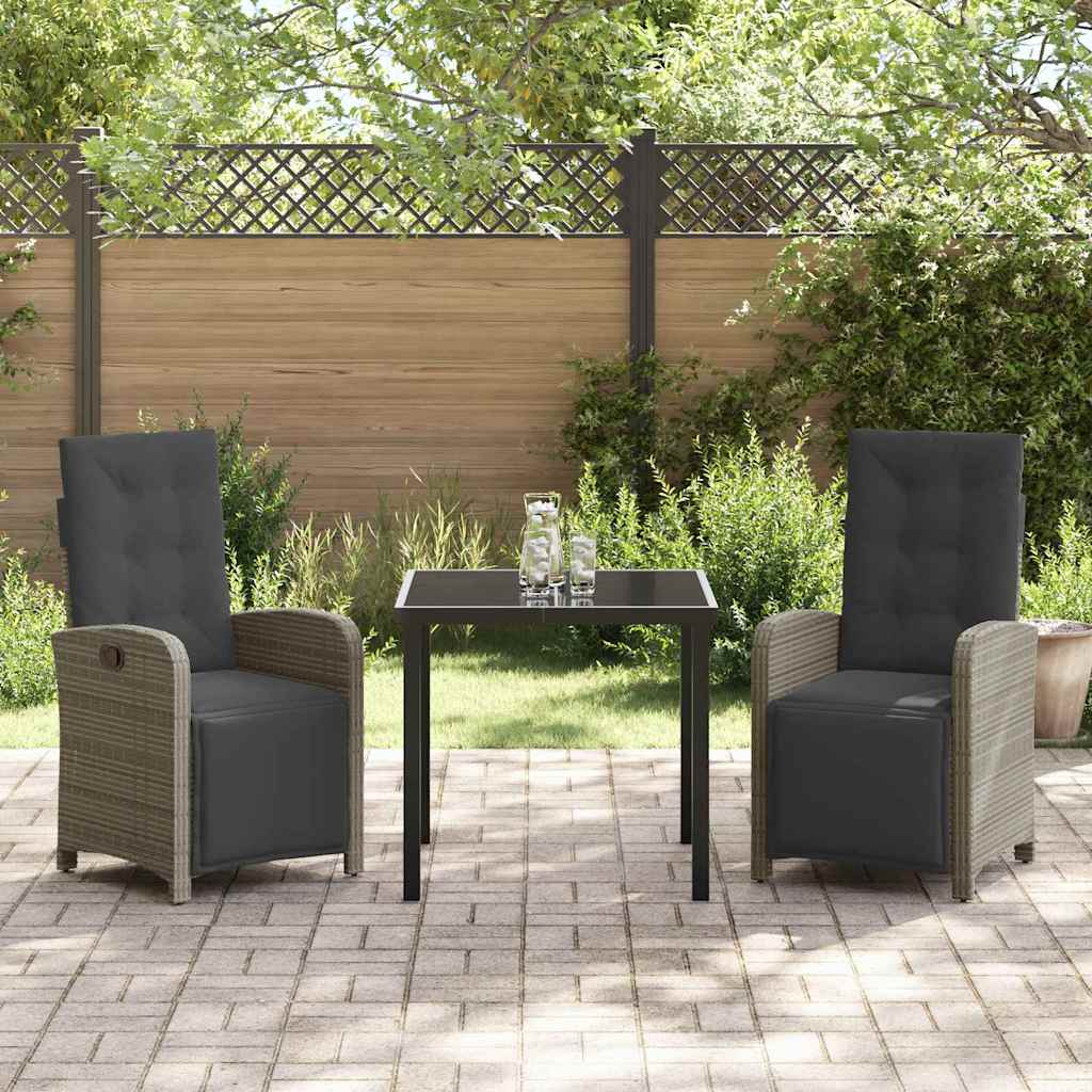 Have Spisebordssæt 3 pcs Grå polyrattan