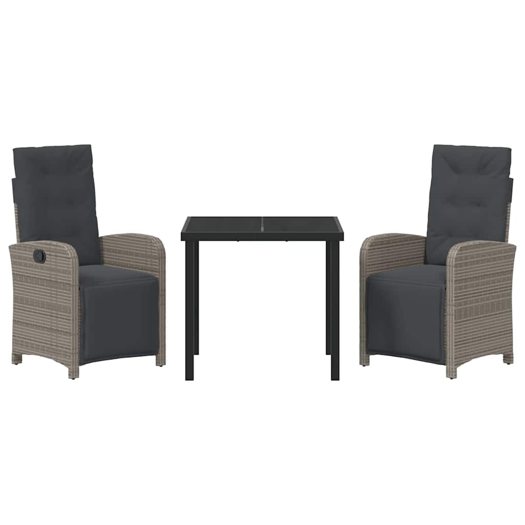 Have Spisebordssæt 3 pcs Grå polyrattan