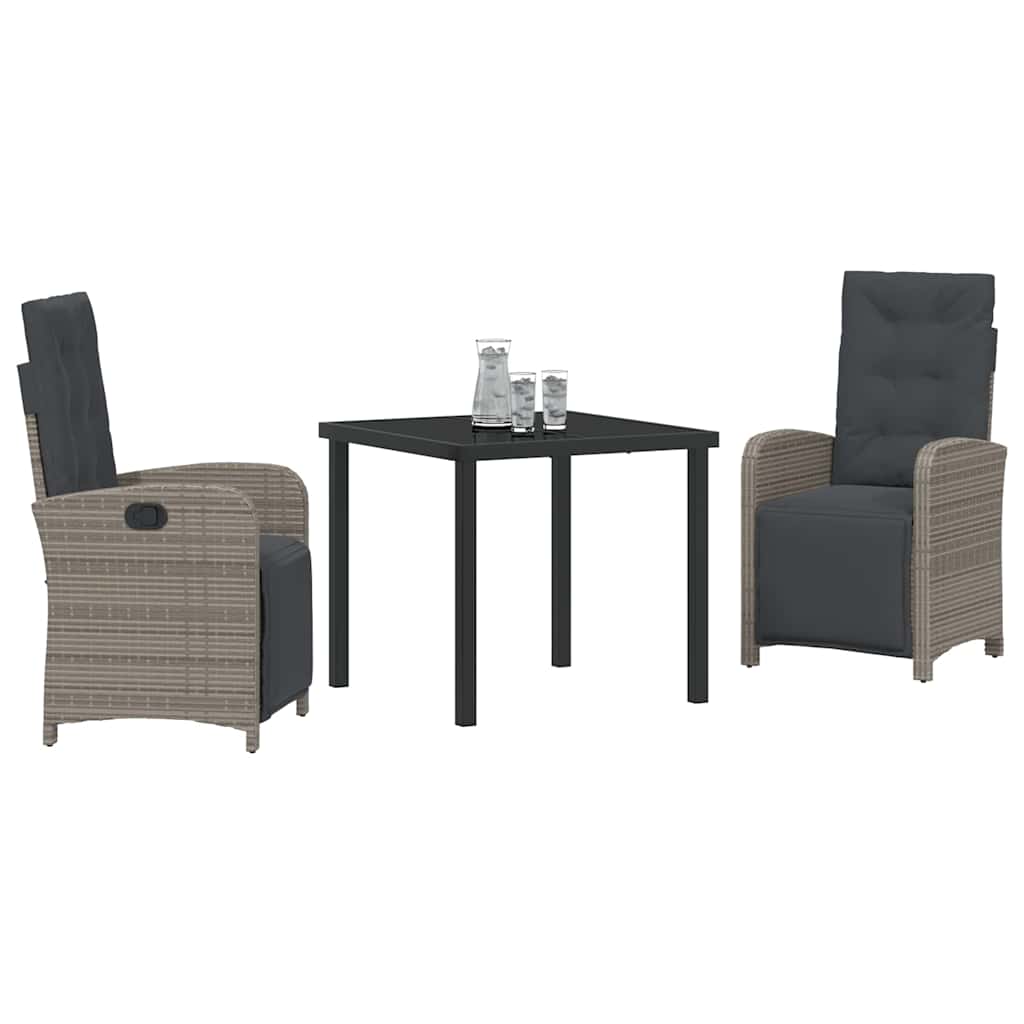 Have Spisebordssæt 3 pcs Grå polyrattan