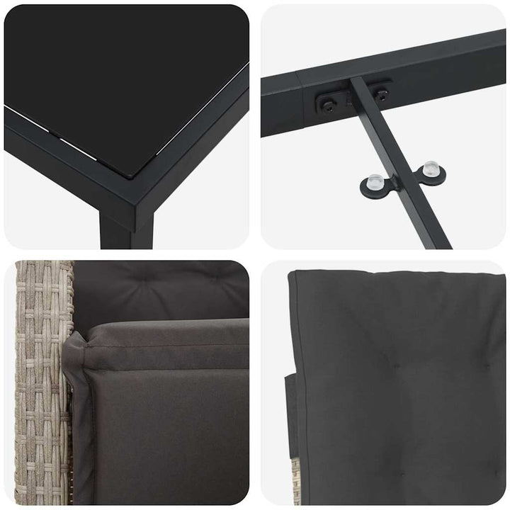 Have Spisebordssæt 3 pcs Lysegrå polyrattan