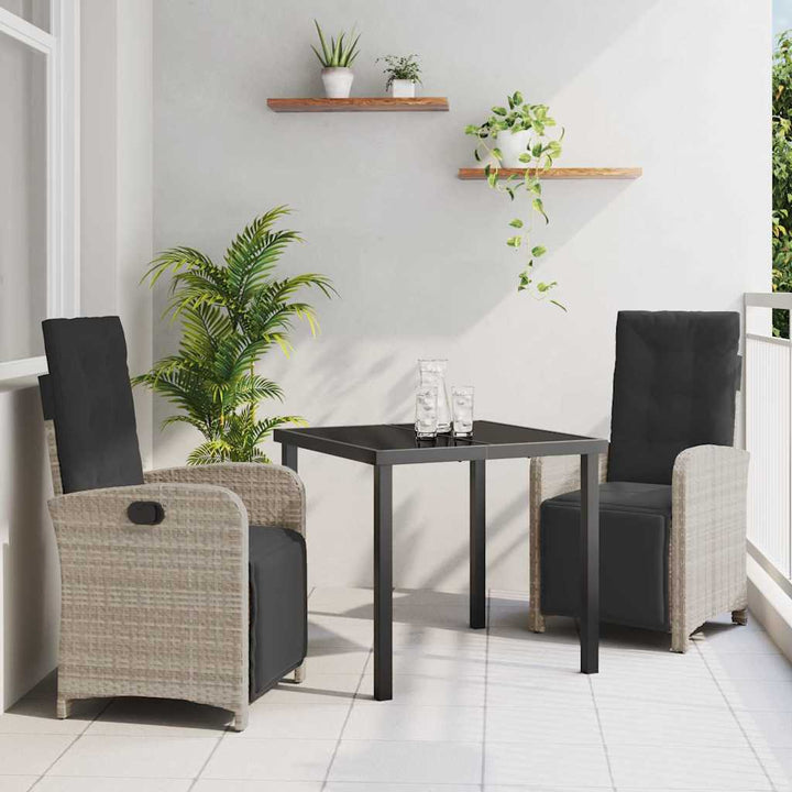 Have Spisebordssæt 3 pcs Lysegrå polyrattan