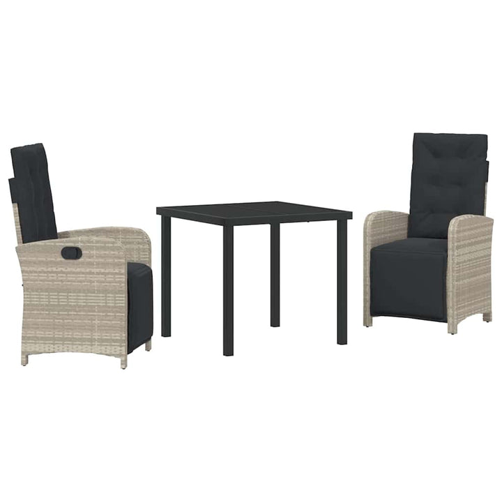 Have Spisebordssæt 3 pcs Lysegrå polyrattan