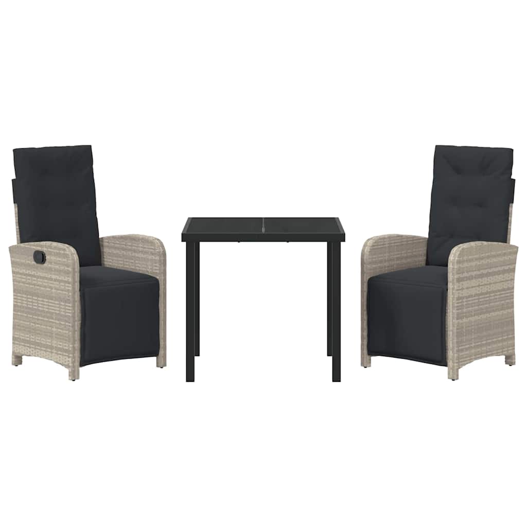 Have Spisebordssæt 3 pcs Lysegrå polyrattan