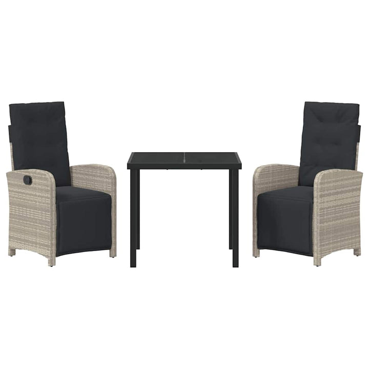 Have Spisebordssæt 3 pcs Lysegrå polyrattan