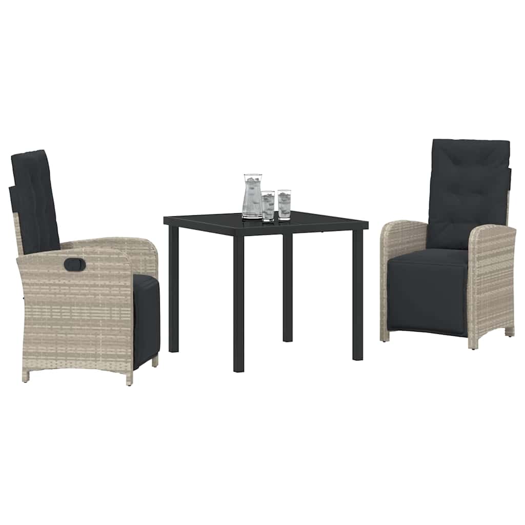 Have Spisebordssæt 3 pcs Lysegrå polyrattan
