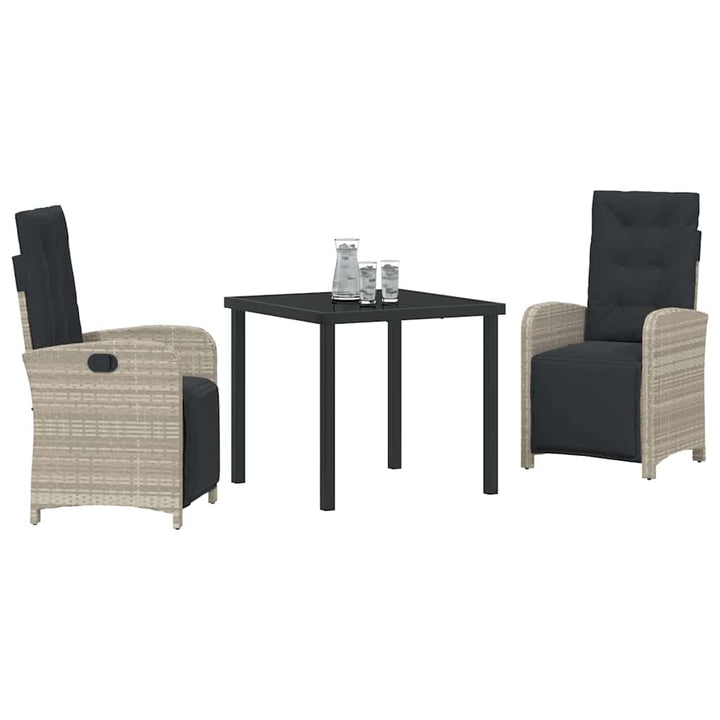 Have Spisebordssæt 3 pcs Lysegrå polyrattan