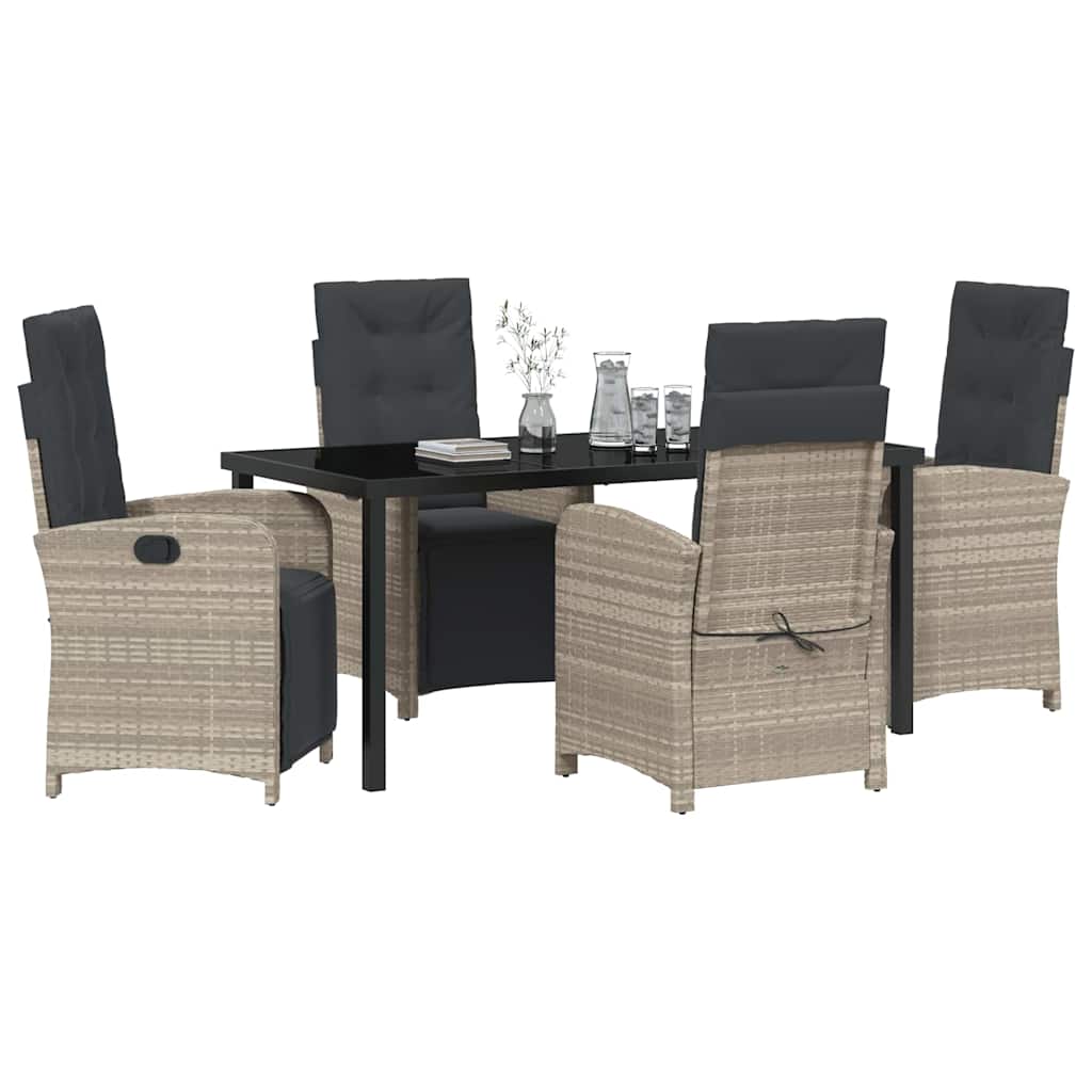 Have Spisebordssæt 5 pcs Lysegrå polyrattan