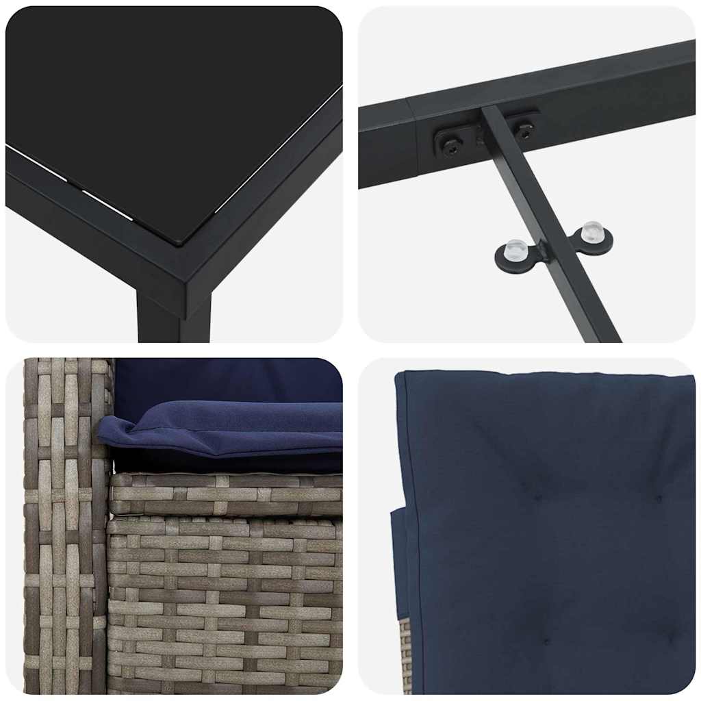 Have Spisebordssæt 3 pcs Grå polyrattan