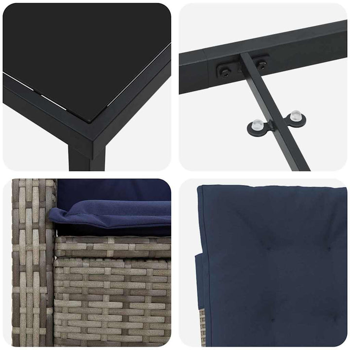 Have Spisebordssæt 3 pcs Grå polyrattan