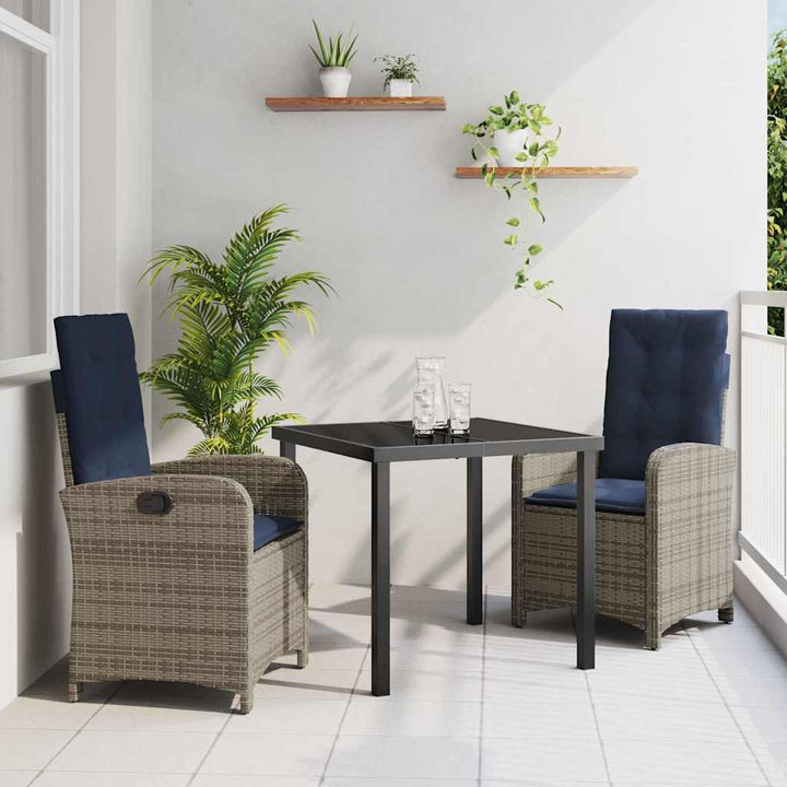 Have Spisebordssæt 3 pcs Grå polyrattan