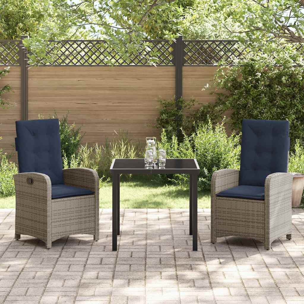 Have Spisebordssæt 3 pcs Grå polyrattan