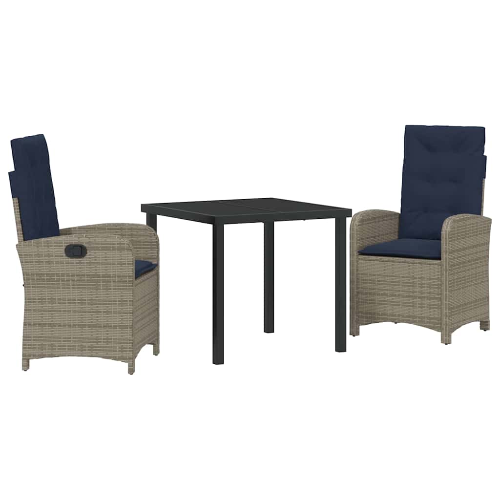 Have Spisebordssæt 3 pcs Grå polyrattan