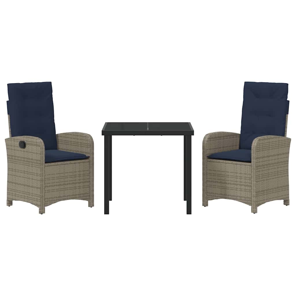 Have Spisebordssæt 3 pcs Grå polyrattan