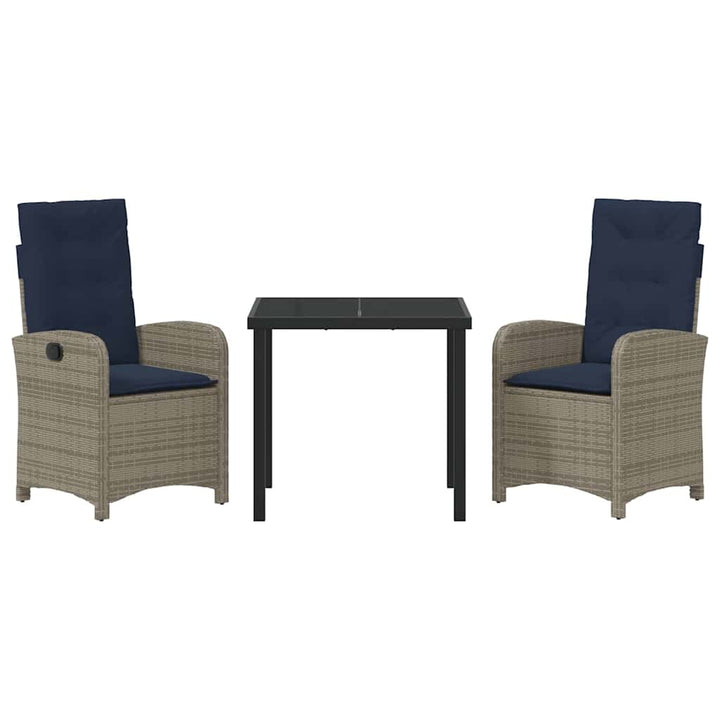 Have Spisebordssæt 3 pcs Grå polyrattan