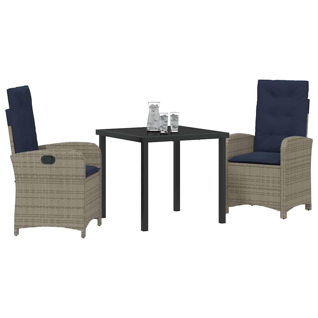 Have Spisebordssæt 3 pcs Grå polyrattan