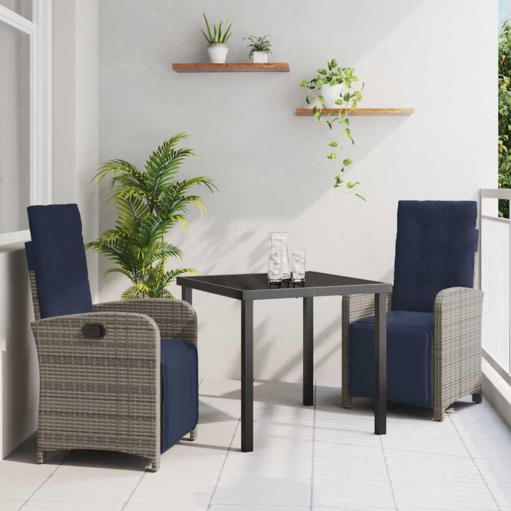 Have Spisebordssæt 3 pcs Grå polyrattan