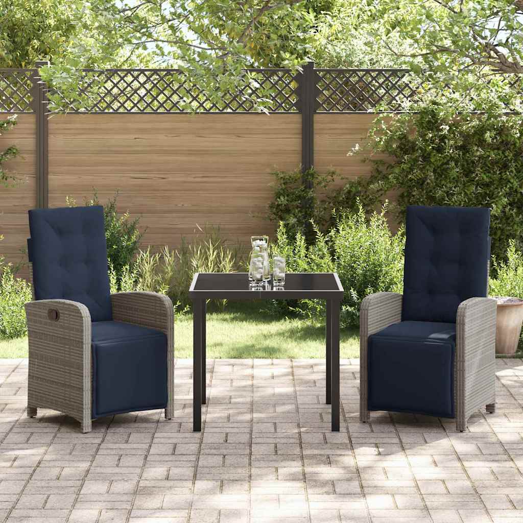 Have Spisebordssæt 3 pcs Grå polyrattan