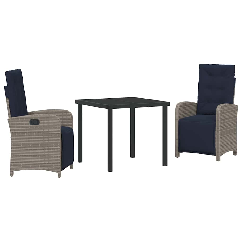 Have Spisebordssæt 3 pcs Grå polyrattan