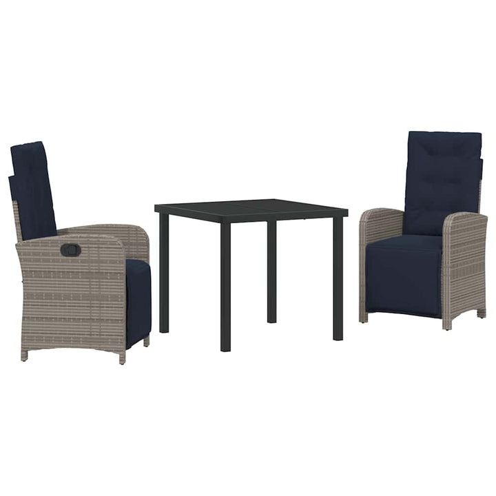 Have Spisebordssæt 3 pcs Grå polyrattan