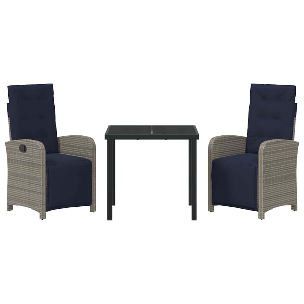 Have Spisebordssæt 3 pcs Grå polyrattan