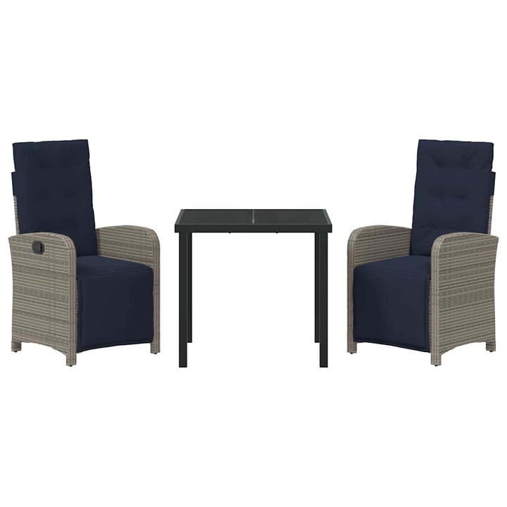 Have Spisebordssæt 3 pcs Grå polyrattan