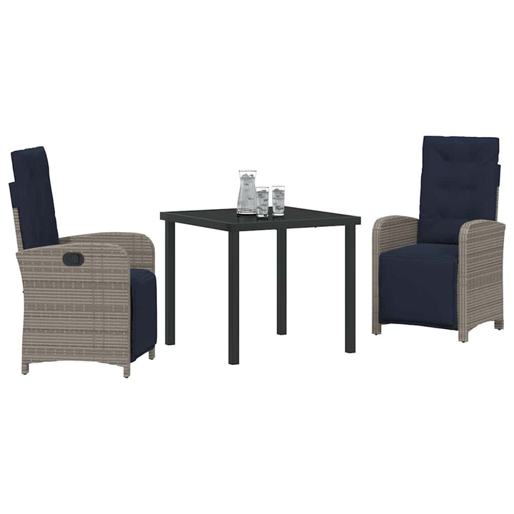 Have Spisebordssæt 3 pcs Grå polyrattan