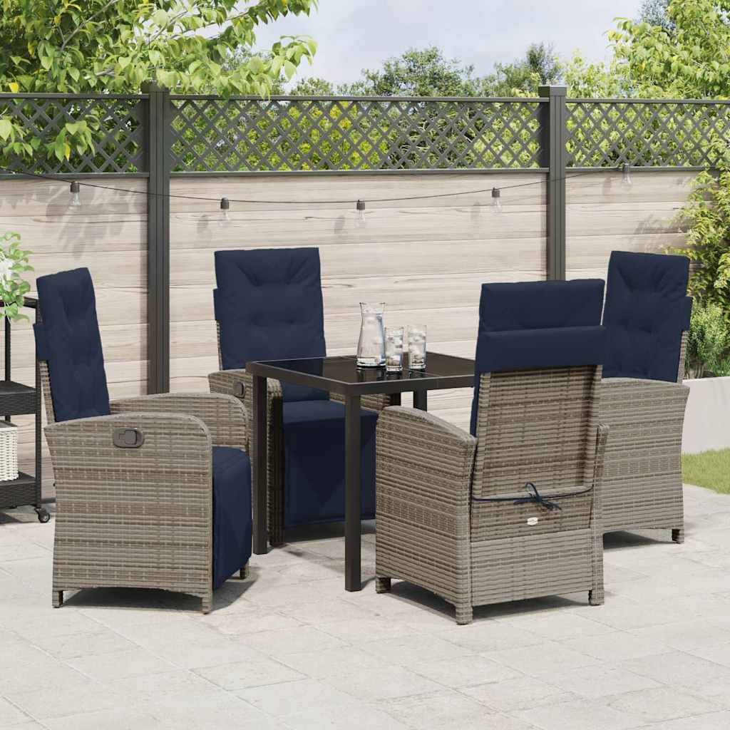 Have Spisebordssæt 5 pcs Grå polyrattan