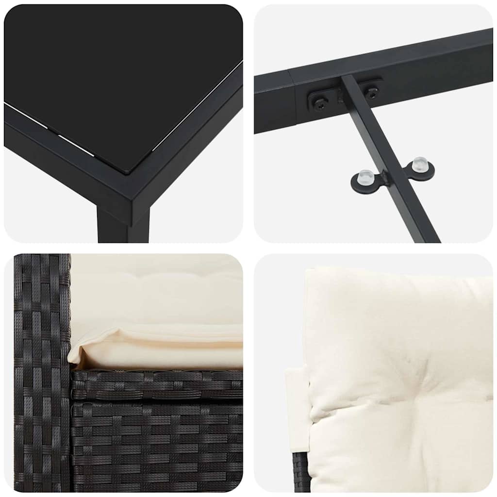 Have Spisebordssæt 3 pcs Sort polyrattan
