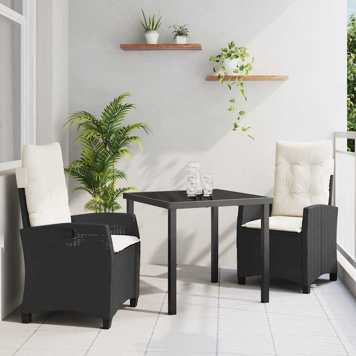 Have Spisebordssæt 3 pcs Sort polyrattan