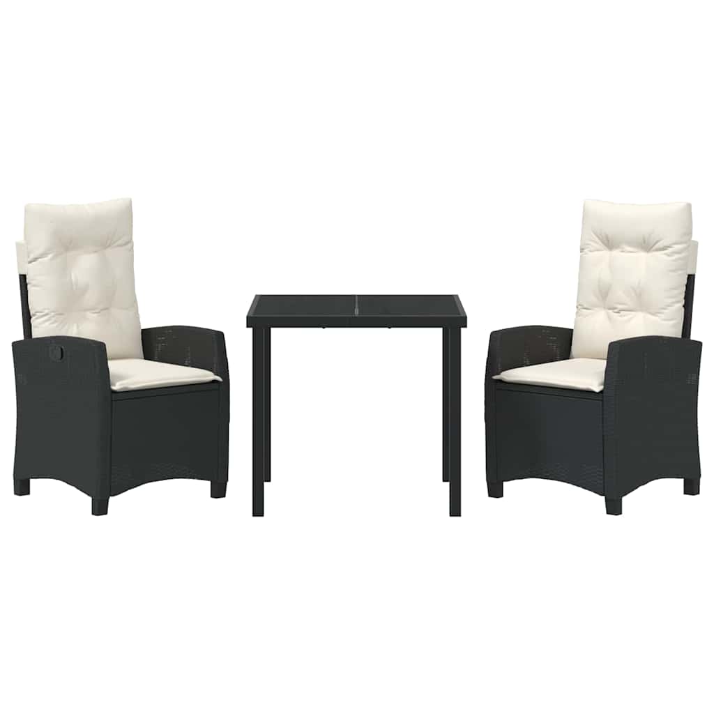 Have Spisebordssæt 3 pcs Sort polyrattan