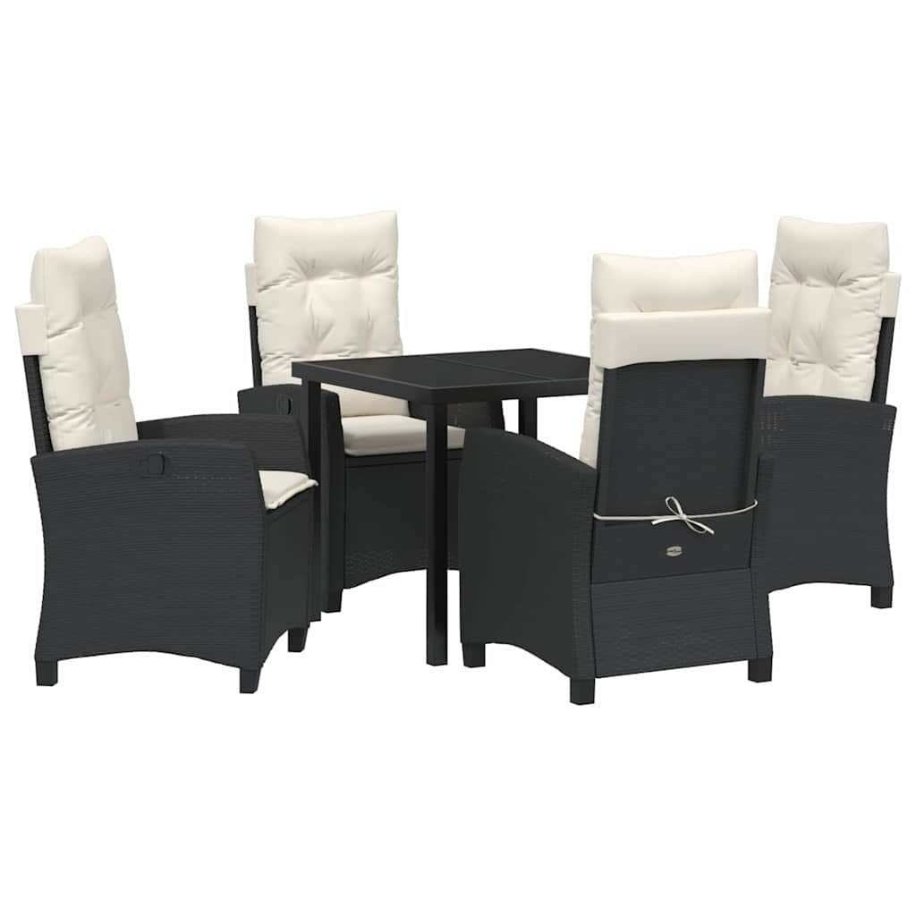 Have Spisebordssæt 5 pcs Sort polyrattan