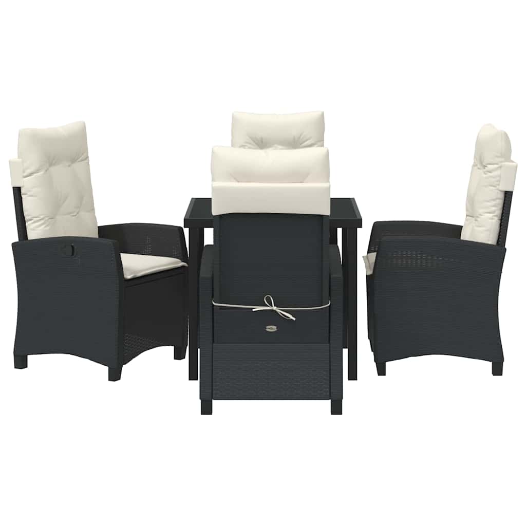 Have Spisebordssæt 5 pcs Sort polyrattan