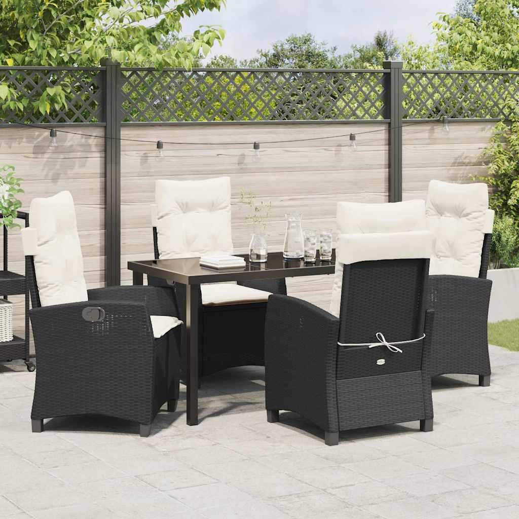 Have Spisebordssæt 5 pcs Sort polyrattan