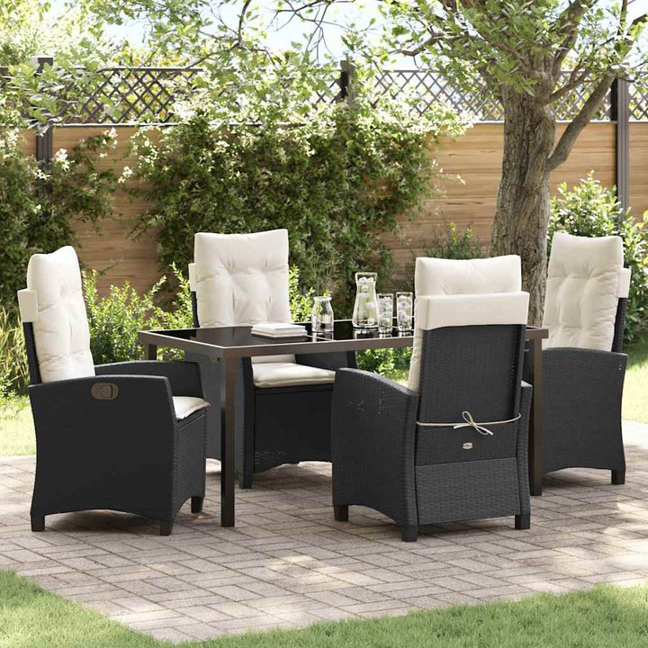 Have Spisebordssæt 5 pcs Sort polyrattan