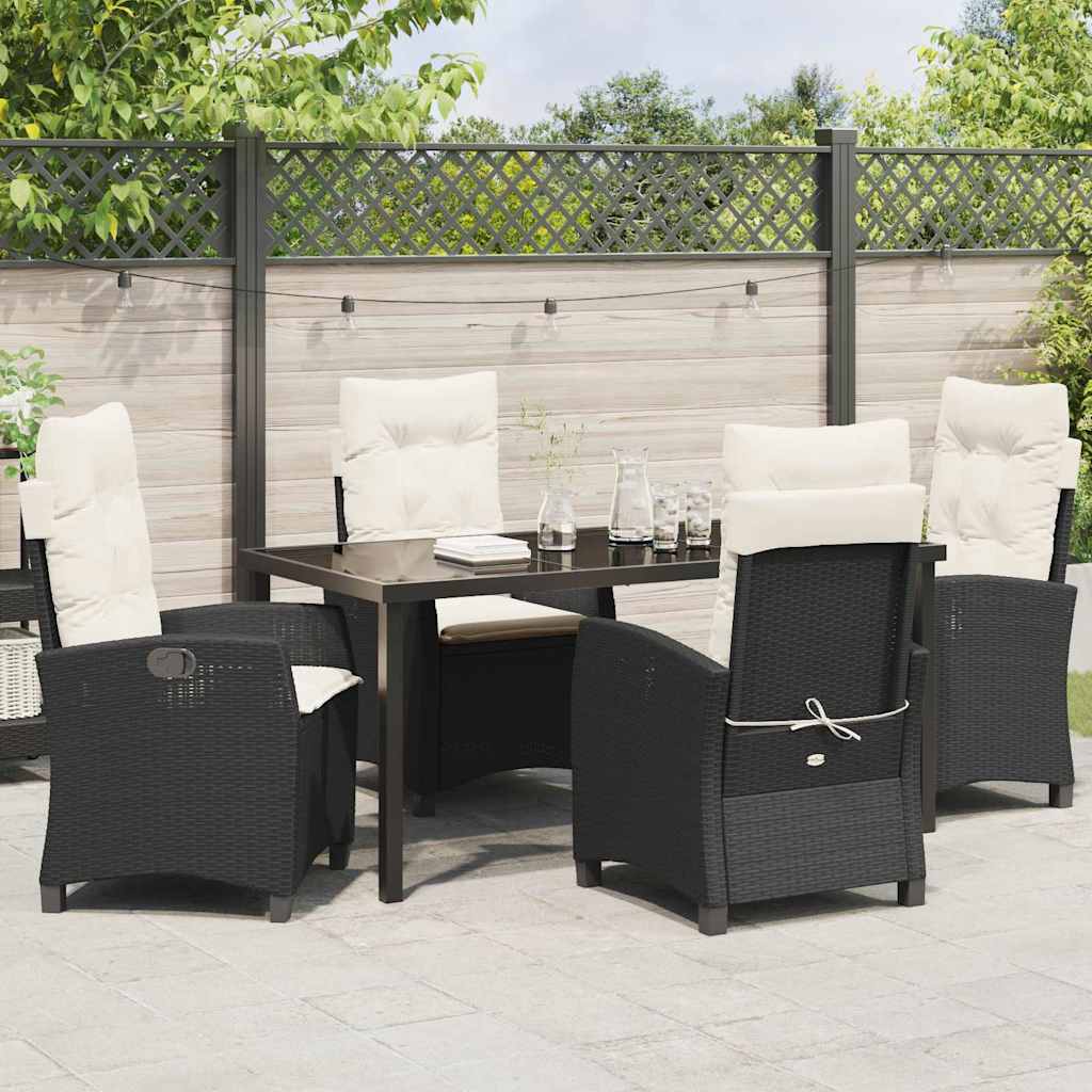 Have Spisebordssæt 5 pcs Sort polyrattan