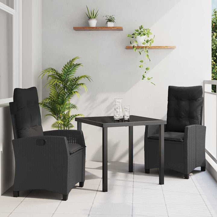Have Spisebordssæt 3 pcs Sort polyrattan
