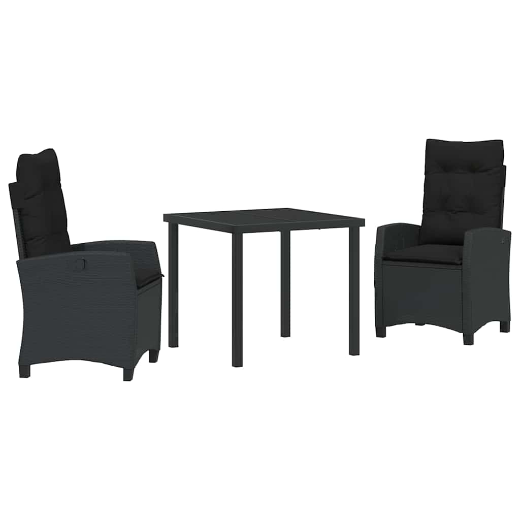 Have Spisebordssæt 3 pcs Sort polyrattan