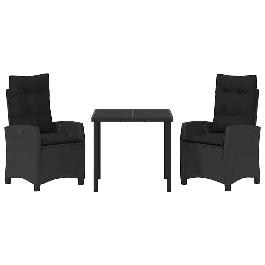 Have Spisebordssæt 3 pcs Sort polyrattan