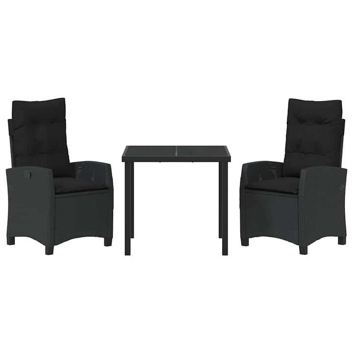 Have Spisebordssæt 3 pcs Sort polyrattan